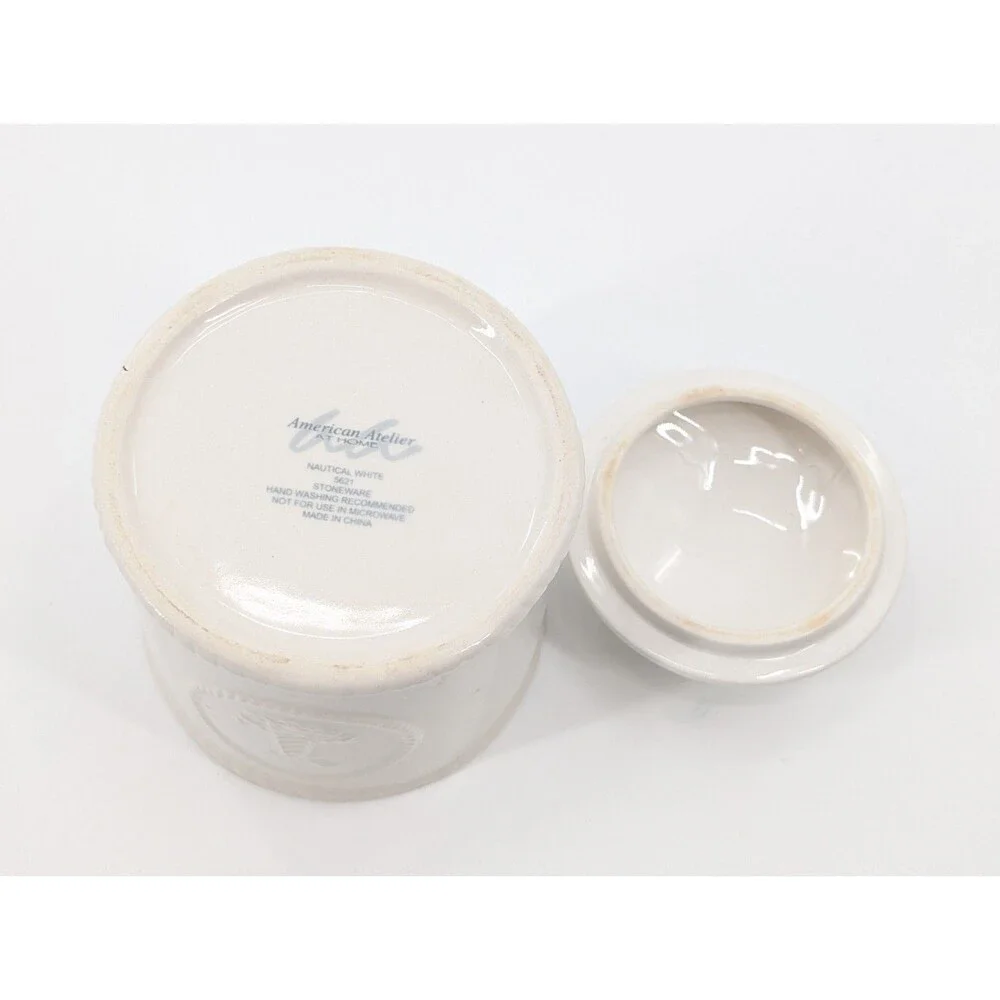 American Atelier at Home Nautical White Lighthouse Sugar Bowl Canister Stoneware